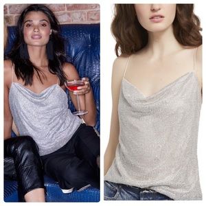 ALICE + OLIVIA Harmon Crystal Chainmail Slip Tank
